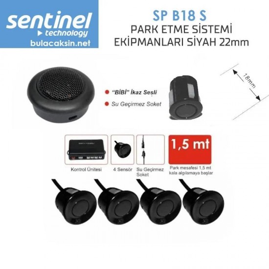 Sentinel Park Sensörü Sp B18 S Siyah 18 mm