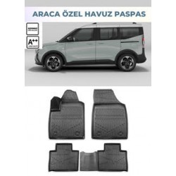 Ford Courier 2024- ve Sonrası Araca Özel 3D Havuzlu Paspas Ford Courier 2024- ve Sonrası Araca Özel 3D Havuzlu Paspas