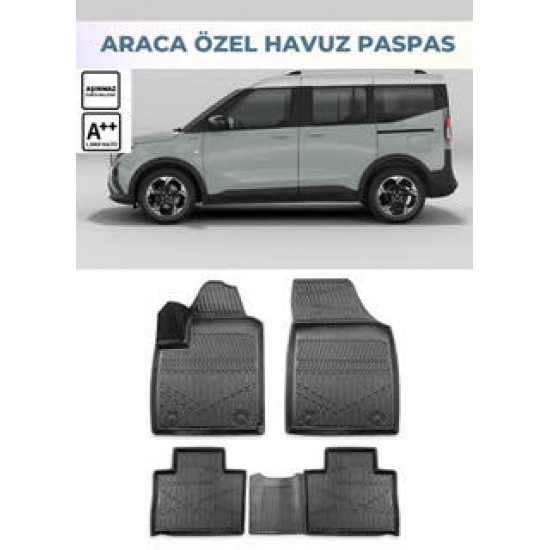 Ford Courier 2024- ve Sonrası Araca Özel 3D Havuzlu Paspas Ford Courier 2024- ve Sonrası Araca Özel 3D Havuzlu Paspas
