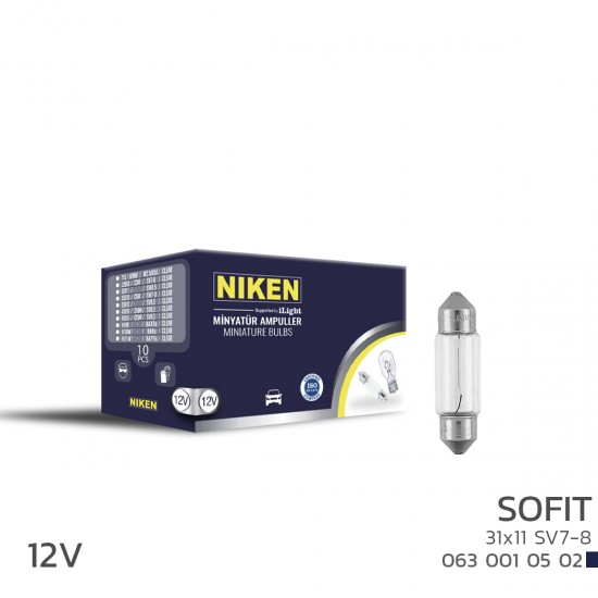 Niken 12v Sofit Ampul 31x11 SV7-8 10lı Paket Fiyatıdır