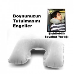 CARUB Seyahat Boyun Desteği Şişirilebilir Gri