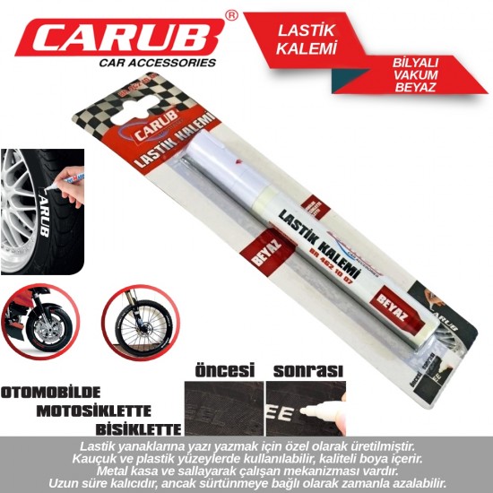 Lastik Yazma Kalemi Beyaz Bilyalı Vakum