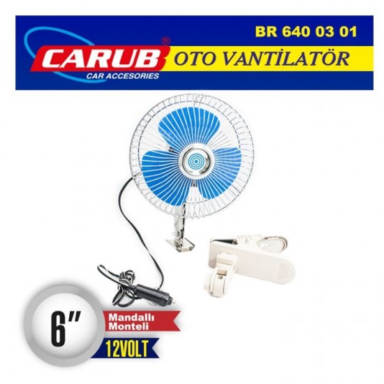 Vantilatör 12V 6 inch Mandallı