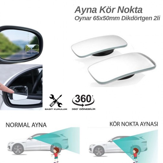 Ayna Kör Nokta Oynar 65x50mm Dikdörtgen 2'li