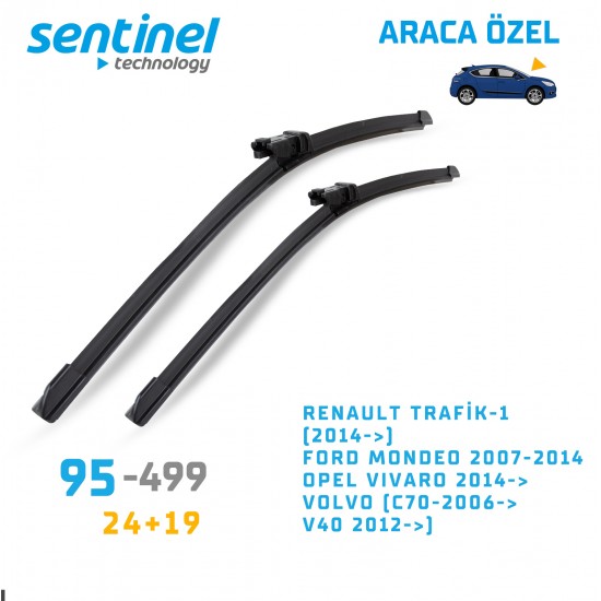 Araca Özel Silecek Takımı Ranault Trafik Ford Mondeo 2007-2014 Opel Vivaro 2014 Volvo C70 2006 V40 2012 95-499