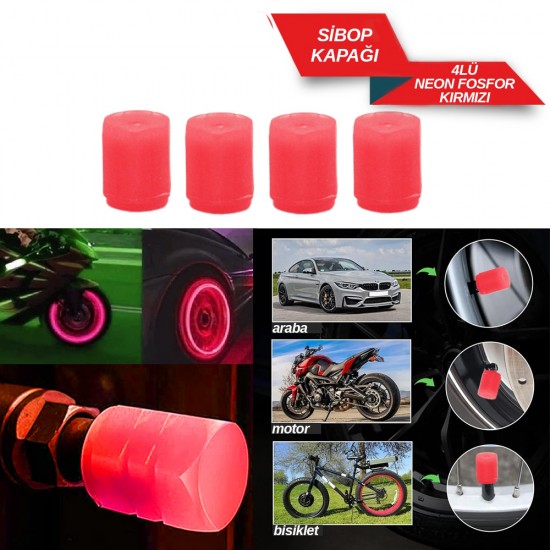 Sibop Kapağı 4'lü Takım Neon Fosfor Kırmızı