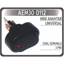 Mini Anahtar Universal Oval Somunlu 3 Pin 0112