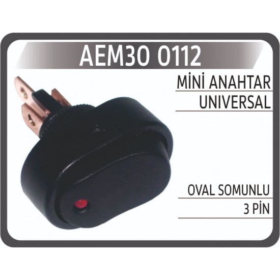 Mini Anahtar Universal Oval Somunlu 3 Pin 0112