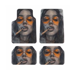 Universal Kaymaz Taban Dijital Baskılı Oto Halı Paspas Takımı 4 Parça Kadın Desen