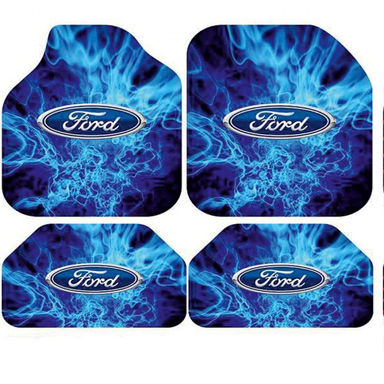 Universal Kaymaz Taban Dijital Baskılı Oto Halı Paspas Takımı 4 Parça Ford Mavi Desen