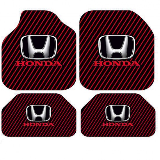 Universal Kaymaz Taban Dijital Baskılı Oto Halı Paspas Takımı 4 Parça Honda Kırmızı Desen