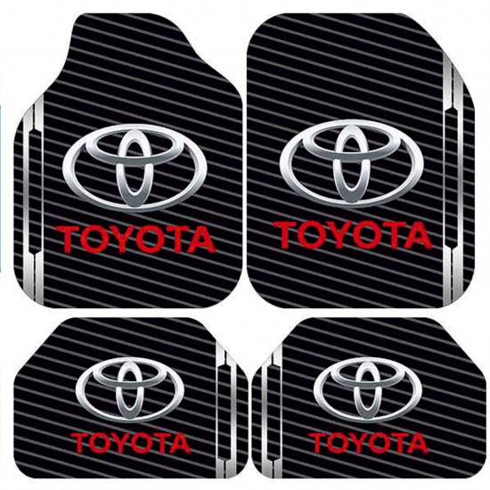 Universal Kaymaz Taban Dijital Baskılı Oto Halı Paspas Takımı 4 Parça Toyota Siyah Desen