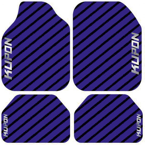 Universal Kaymaz Taban Dijital Baskılı Oto Halı Paspas Takımı 4 Parça Kupon Mavi Desen