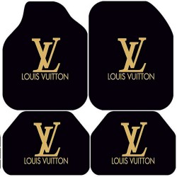 Universal Kaymaz Taban Dijital Baskılı Oto Halı Paspas Takımı 4 Parça Louis Siyah Gold Desen