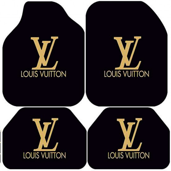 Universal Kaymaz Taban Dijital Baskılı Oto Halı Paspas Takımı 4 Parça Louis Siyah Gold Desen