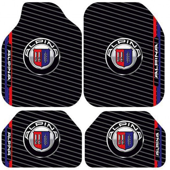 Universal Kaymaz Taban Dijital Baskılı Oto Halı Paspas Takımı 4 Parça Alpina Siyah Desen