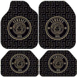 Universal Kaymaz Taban Dijital Baskılı Oto Halı Paspas Takımı 4 Parça Versage Siyah Gold Desen