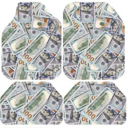 Universal Kaymaz Taban Dijital Baskılı Oto Halı Paspas Takımı 4 Parça Dolar Desen