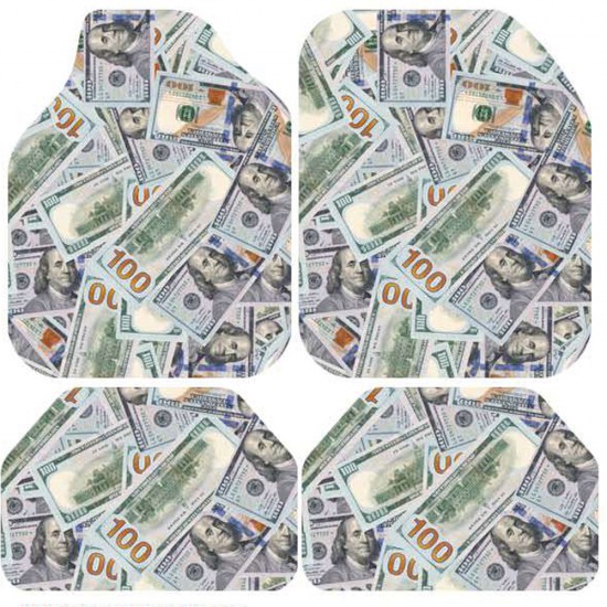 Universal Kaymaz Taban Dijital Baskılı Oto Halı Paspas Takımı 4 Parça Dolar Desen