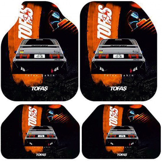 Universal Kaymaz Taban Dijital Baskılı Oto Halı Paspas Takımı 4 Parça Tofaş Desen