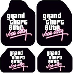 Universal Kaymaz Taban Dijital Baskılı Oto Halı Paspas Takımı 4 Parça GTA Vice City Desen