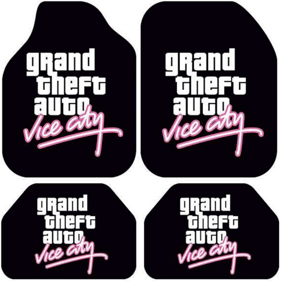 Universal Kaymaz Taban Dijital Baskılı Oto Halı Paspas Takımı 4 Parça GTA Vice City Desen