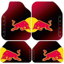 Universal Kaymaz Taban Dijital Baskılı Oto Halı Paspas Takımı 4 Parça Redbull Kırmızı Sarı Desen