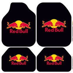 Universal Kaymaz Taban Dijital Baskılı Oto Halı Paspas Takımı 4 Parça Redbull Kırmızı Siyah Desen