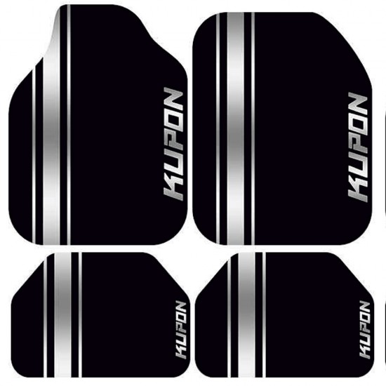 Universal Kaymaz Taban Dijital Baskılı Oto Halı Paspas Takımı 4 Parça Kupon Siyah Desen