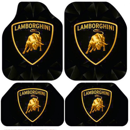 Universal Kaymaz Taban Dijital Baskılı Oto Halı Paspas Takımı 4 Parça Lambo Desen