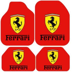 Universal Kaymaz Taban Dijital Baskılı Oto Halı Paspas Takımı 4 Parça Ferrari Kırmızı Desen