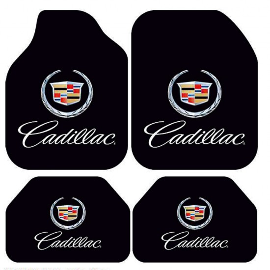 Universal Kaymaz Taban Dijital Baskılı Oto Halı Paspas Takımı 4 Parça Cadillac Siyah  Desen