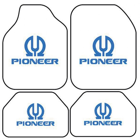 Universal Kaymaz Taban Dijital Baskılı Oto Halı Paspas Takımı 4 Parça Pioner Beyaz  Desen