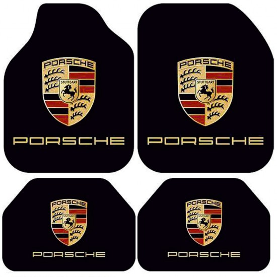 Universal Kaymaz Taban Dijital Baskılı Oto Halı Paspas Takımı 4 Parça Porche Desen