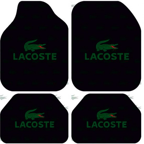 Universal Kaymaz Taban Dijital Baskılı Oto Halı Paspas Takımı 4 Parça Lacoste Siyah