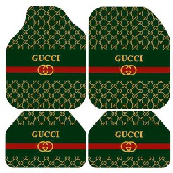 Universal Kaymaz Taban Dijital Baskılı Oto Halı Paspas Takımı 4 Parça Gucci Yeşil