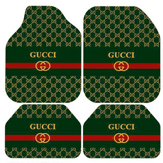 Universal Kaymaz Taban Dijital Baskılı Oto Halı Paspas Takımı 4 Parça Gucci Yeşil