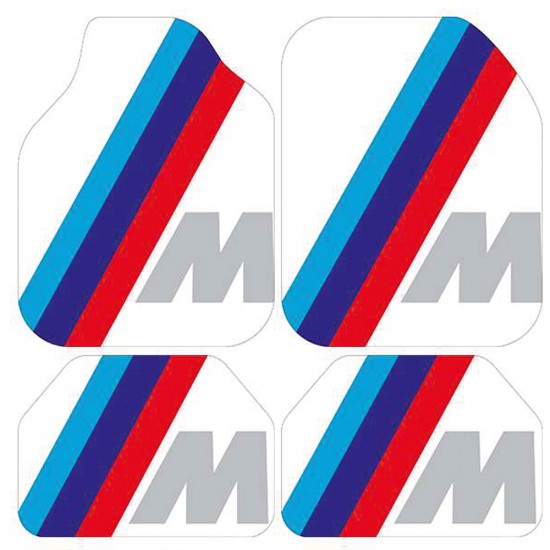 Universal Kaymaz Taban Dijital Baskılı Oto Halı Paspas Takımı 4 Parça M Desen Beyaz