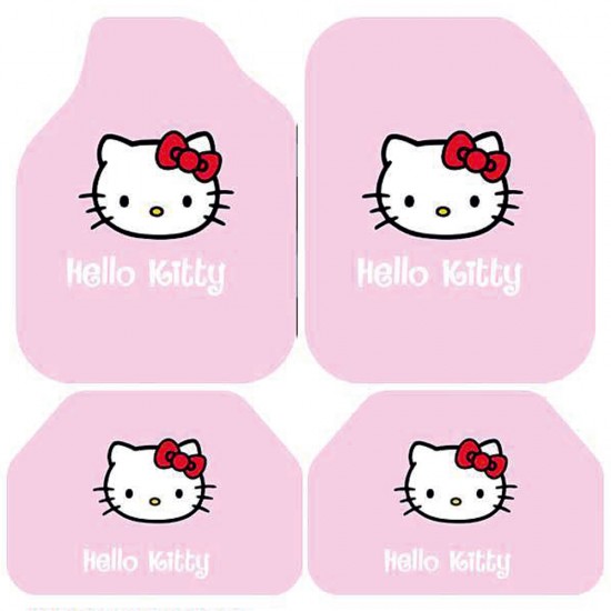 Universal Kaymaz Taban Dijital Baskılı Oto Halı Paspas Takımı 4 Parça Hello Kity Desen