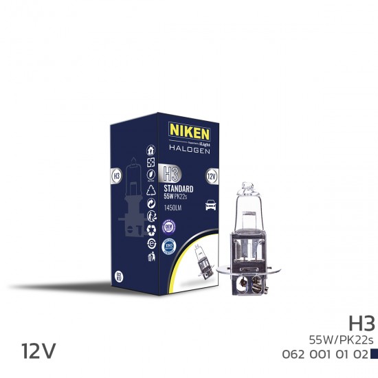 NIKEN 12V H3 55W HALOJEN AMPUL PK22s