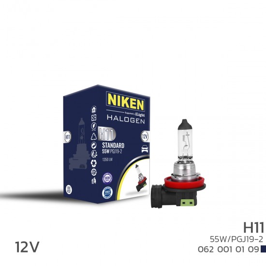 NIKEN 12V H11 55W HALOJEN AMPUL PGJ19-2