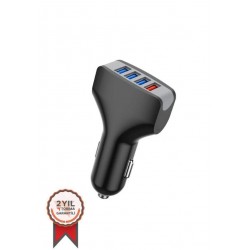Torima C20 4 Port Araç Hızlı Şarj 3.0 Çift USB Adaptörü Siyah