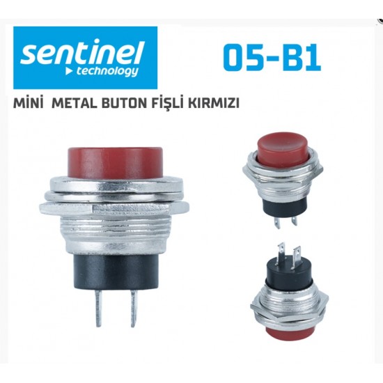 Mini Metal Buton Fişli Kırmızı 05-B1 10lu Paket Fiyatıdır