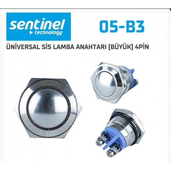 Mini Metal Buton Ym Krom 05-B3