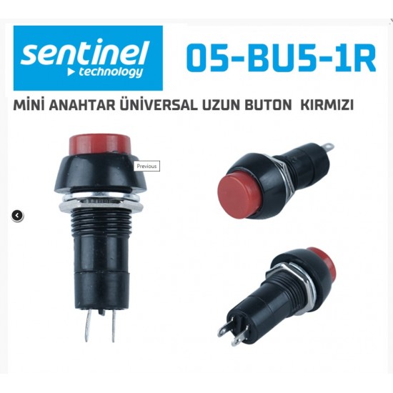 Mini Anahtar Üniversal Uzun Buton Kırmızı 05-BU5-1R 10lu Paket Fıyatıdır