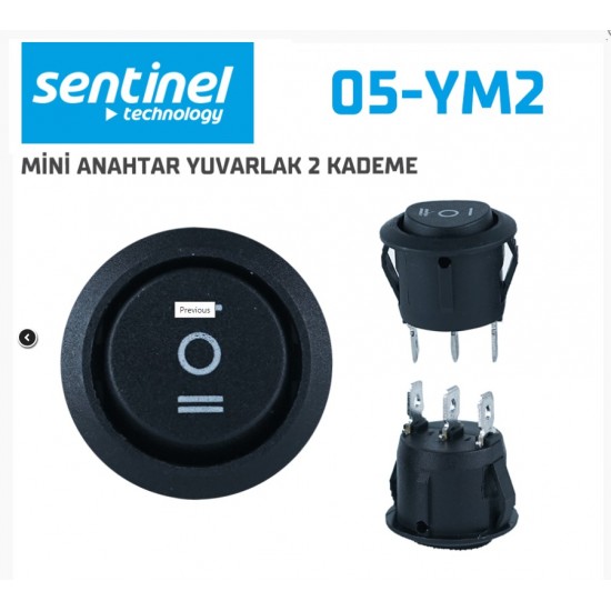 Mini Anahtar Yuvarlak 2 Kademe 05-YM2 ( 10lu Paket Fiyatıdır )