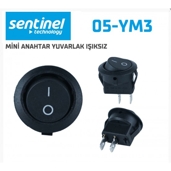 Mini Anahtar Yuvarlak Işıksız 05-YM3 ( 10lu Paket Fiyatıdır )