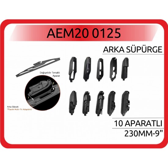 Arka Silecek Süpürgesi 10 Aparatlı 230 mm Aem Marka