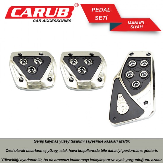 CARUB Pedal Seti Manuel Siyah-Siyah Nikel