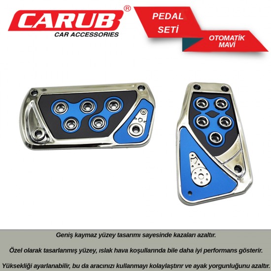 CARUB Pedal Seti Otomatik Siyah Mavi Nikel